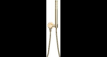 Wiesbaden Unimatch handdoucheset met staafhanddouche 1 stand, doucheslang en wandaansluitbocht geborsteld messing