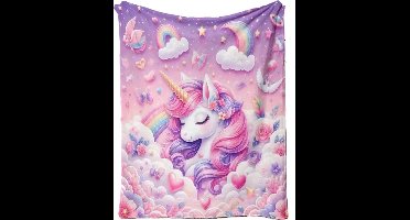Fleece deken - éénhoorn - unicorn - paard - eenhoorn - flanel - plaid - 100 x 150 cm
