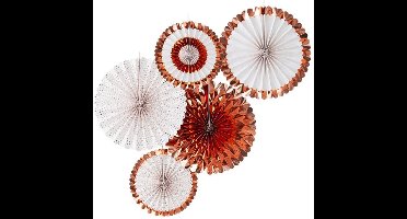 5 stuks metallic roségouden rozet decoraties |  Papieren Waaiers Paper Fans | Pick & Mix Rose Gold | Ginger Ray