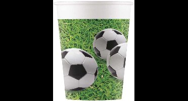 Procos Feestbekers Football Party 200 Ml Papier Wit/groen 8 Stuks