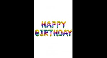 Folie ballon Happy Birthday Regenboog 340 x 35 cm