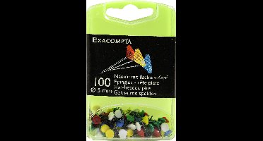 Exacompta Doos met 100 prikbordspelden met platte kop effen - punthoogte 8mm - 5mm diameter - Geassorteerd - 14572E