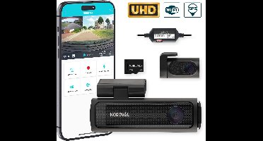 Nordväl DC202-2CH Dashcam – Incl. 128GB SD Kaart & Parkeermodus kabel set – 4K Ultra HD voor en 2K QHD achter – Wifi – GPS – Parkeermodus – Dashcam voor auto - Auto Camera