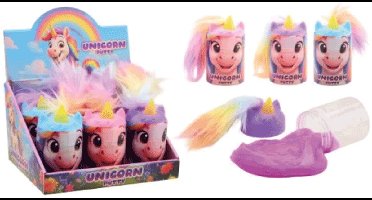 Johntoy eenhoorn putty speelgoed - fluffy haar - unicorn display.
