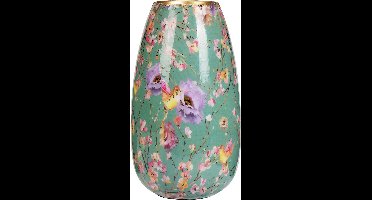 Vaas Flower Bouquet - bloemenprint goud - metaal/emaille - bloemenvaas - moederdag