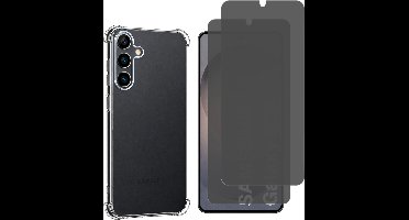 Hoesje geschikt voor Samsung Galaxy S26 backcover Shockproof siliconen Transparant en 2 stuks Beschermglas Privacy Glas Screenprotector van glazen schermbeschermfolie