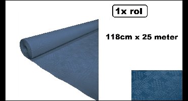 Luxe Tafelkleed op rol donker blauw met relief 118cm x 25 meter papier - diner kerst food festival eten fun thema feest party