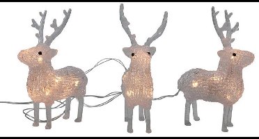 Kerstverlichting rendieren 17cm x3 acryl LED timer 3xaa