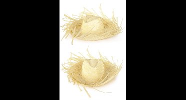 Strohoed naturel met rafels