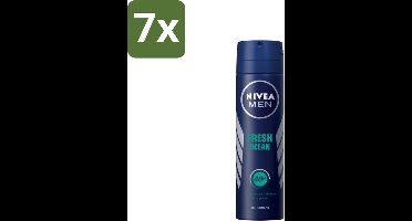 7 x Nivea - Men - Deodorant - Spray - Fresh Ocean - 48 Uur Lang Werkend - 150 ml - NIVEA MEN Deodorant Spray - Fris Geur - 48 Uur Bescherming - Oceaanextracten - Anti-transpirant