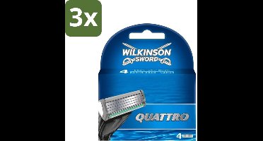 3 x Wilkinson - Navulmesjes Quattro - Met Precisietrimmer - 4 scheermesjes - Scheermesjes - Navulmesjes - Precisietrimmer - Titaniumcoating - Huidvriendelijk