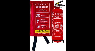 Mexxo blusset - Brandblusser 1 kg ABC + Blusdeken 100x100 cm - Montagebeugel en keuringssticker