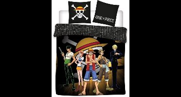 One Piece Dekbedovertrek zwart 240 x 200 cm polykatoen