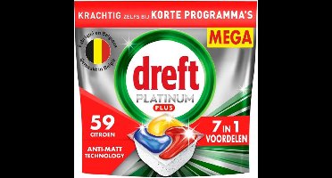 DOOS 4x ZAK - Dreft Vaatwastabletten Platinum Plus All In One Citroen - 59 stuks - TOTAAL 236 STUKS