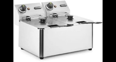 Dubbele Friteuse – Friteuse – Frituurpan – Snackfrituur – Horecafrituur – 2 x 4 Liter Inhoud – RVS Behuizing & Cold Zone Systeem