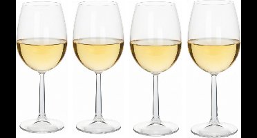 Cookinglife Witte Wijnglazen Set Milena 4 Stuks - Witte Wijnglazen Set - White Wine Glasses - Wijnglazen voor Diner - Wijnglazen voor Borrel - Wijnglazen Cadeau - Glas Transparant - Vaatwasserbestendig - 430 ml. , Set Van 4