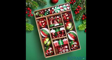 Kerstversiering - 75-delige set - Rood;Groen;Wit - Kunststof