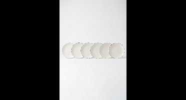 vtwonen - Borden - Ontbijtbord - Wit/Blauw Lijn - Set van 6 - Porselein - 20cm