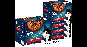 FELIX Sensations Sauzen Kattenvoer nat, assortiment (4 x 24 x 85g)