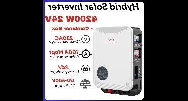 Hybride Zonne-Energie Omvormer – Solar Inverter – Off-Grid Omvormer – Batterijloze Omvormer – Mppt Omvormer – 4,2 KW 24V – Pure Sinusuitgang – 100A Mppt-Laadregelaar