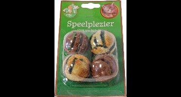 Kattenspeeltje 4 Ballen Pluche & Plastic