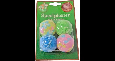 Kattenspeeltje Rammelbal Pluche 4st