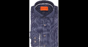 Suitable Herringbone Overhemd Donkerblauw (navy) - Maat 41 - Heren - Overhemden Formeel