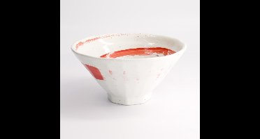 Tokyo Design Studio – Ramenbowl – Noodle Kom - Sushi Servies - Maru White – Wit/Rood - Ramen kom – 650ml - 19.5x10cm
