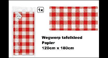 Wegwerp tafelkleed boerenbont rood/wit 120cm x 180cm - papier - Festival thema feest party diner