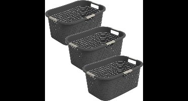 Rotho Country wasmand - set van 3 - 40 ltr - antraciet