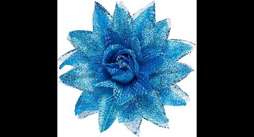 Azuren bloemen haarclip met glitters