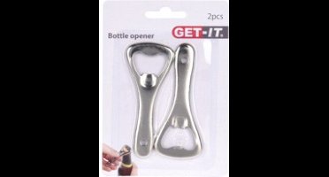 Excellent Houseware Flessenopeners - 2 stuks - metaal - 9 cm