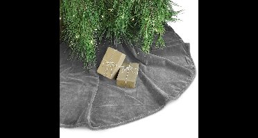 Unique Living Kerstboomrok - velvet donkergrijs - D120 cm - polyester - kerstboomkleed - rok voor kerstbomen