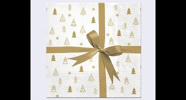 Servetten jaren -  3-laags - 33x33cm -Goud/wit - 2 pakken