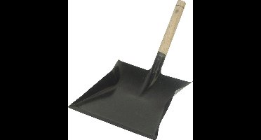 Stofblik metaal zwart houten steel 23x22 cm