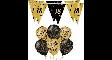 Paperdreams - Verjaardag 18 jaar feest pakket zwart/goud party-time
