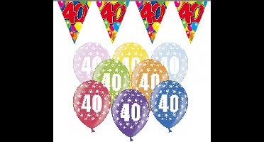 Folat - 40 jaar feestartikelen pakket - 2x vlaggetjes en 24x ballonnen
