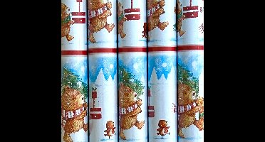 Christmas Bear kerstpapier inpakpapier cadeaupapier voor Kerstmis - 2 meter x 70 cm - 5 Rollen