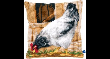 Vervaco - Kruissteekkussen kit - Grijze kip - PN-0148109 - Borduren - Borduurpakket - Borduurpakket volwassenen - Borduurpakket kind