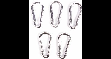 Benson Set karabijnhaken - Ø 8 x 80 mm - zilver - 5 stuks