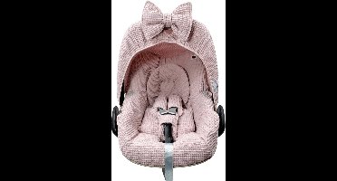 Wazzhappening - Autostoelhoes - Maxi Cosi Pebble - oudroze - wafel- hoes set - handgemaakt