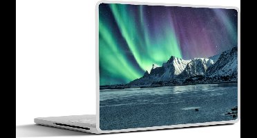 Laptop sticker - 14 inch - Noorderlicht - Sneeuw - Noorwegen - 32x5x23x5cm - Laptopstickers - Laptop skin - Cover