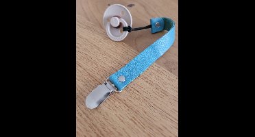 Baby blauw , speenkoord jongen,leren speenkoord, kraamcadeau,  babycadeau, speenkoord, schoenkado