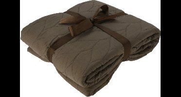 H&S Collection Deken / dekentje - polyester - taupe - plaid - 200 x 220 cm - bank/bed