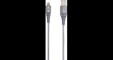 Skross USB-kabel USB 2.0 USB-A stekker 1.20 m Grijs Rond, Flexibel, Stoffen mantel SKCA0011A-MFI120CN