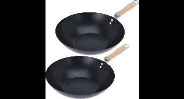 Excellent Houseware Wok/kook pan - 2st - met antiaanbaklaag - D30 cm