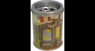 Kleine asbak met deksel 50 euro opdruk 10 cm geel metaal - Fun asbakken