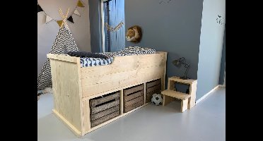 Rockwood® Kajuitbed Mees Naturel incl trapje grey wash