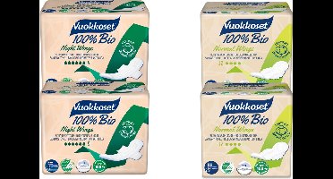 Vuokkoset Organic Cotton - Maandverband Set - Normaal - Nacht - Biologisch Katoen - Maximale Bescherming - Herbruikbaar - Comfortabel