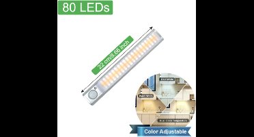 TLVX Led lamp beweging sensor | Draadloos | Accu lamp | USB Oplaadbaar | Dimbaar | Light Motion Sensor | 22 CM | 80 leds | Nacht Lamp LED | Warm White | Cold White | Magneet strip | Kastverlichting | Zaklamp